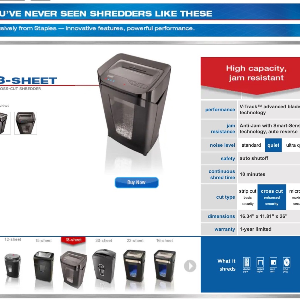 Staple Black Cross-Cut Shredder